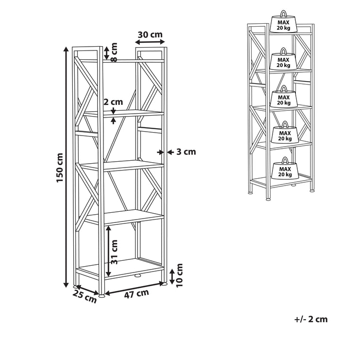 Beliani - DALE - Boekenkast - Donkere houtkleur - Vezelplaat