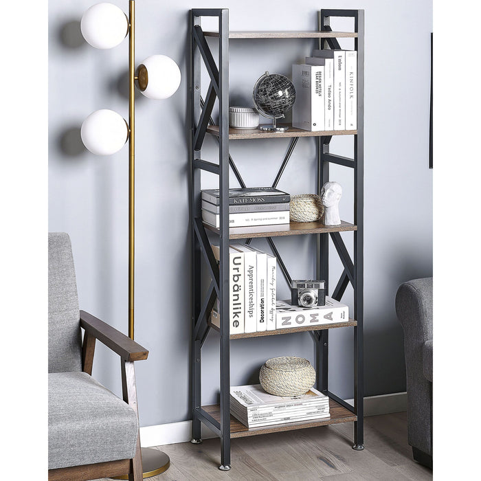 Beliani - DALE - Boekenkast - Donkere houtkleur - Vezelplaat