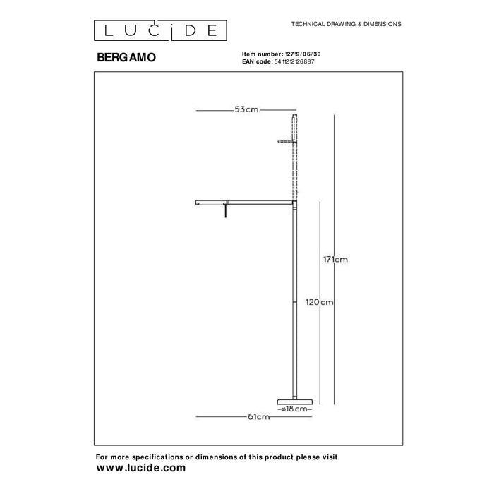 Lucide BERGAMO Leeslamp 1xGeïntegreerde LED - Zwart