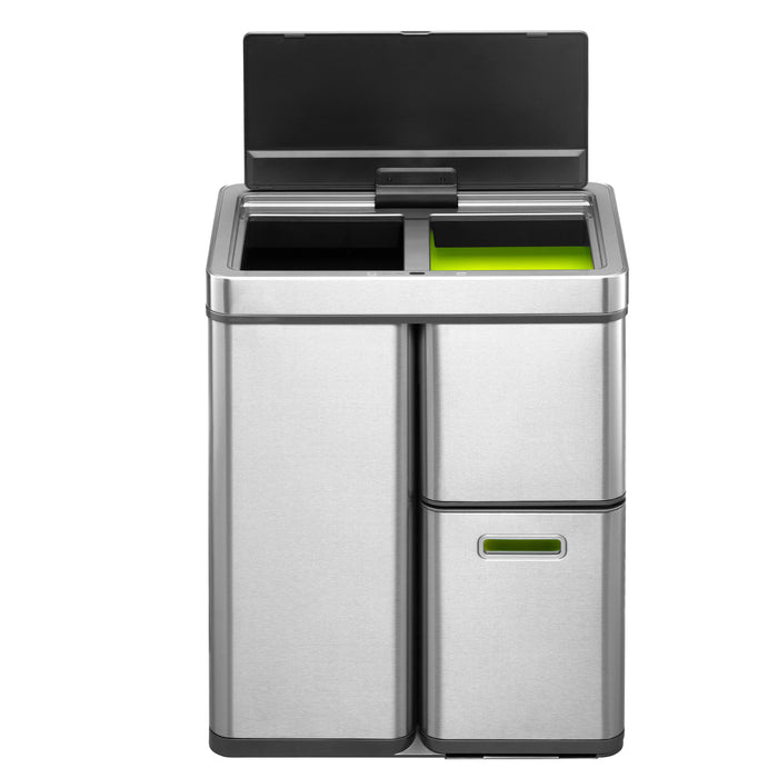 EKO Mirage+ Sensor Afvalemmer 60 Liter (30+15+15L) - RVS