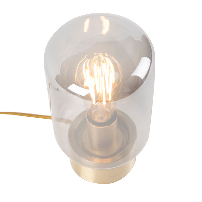 QAZQA Design messing met smoke glas tafellamp - Bliss Cute