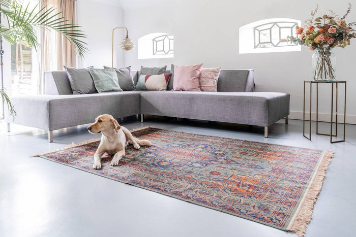 Tier - Vintage Vloerkleed Manami Groen met franjes