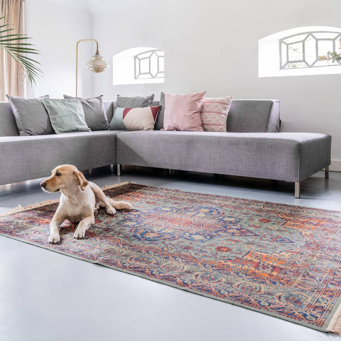 Tier - Vintage Vloerkleed Manami Groen met franjes
