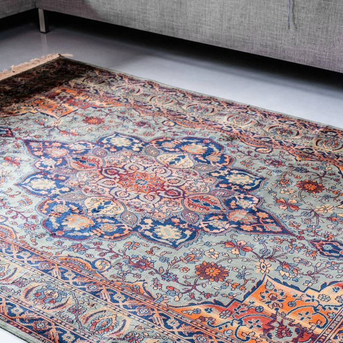 Tier - Vintage Vloerkleed Manami Groen met franjes