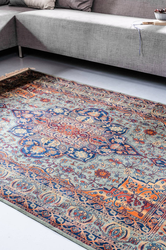 Tier - Vintage Vloerkleed Manami Groen met franjes