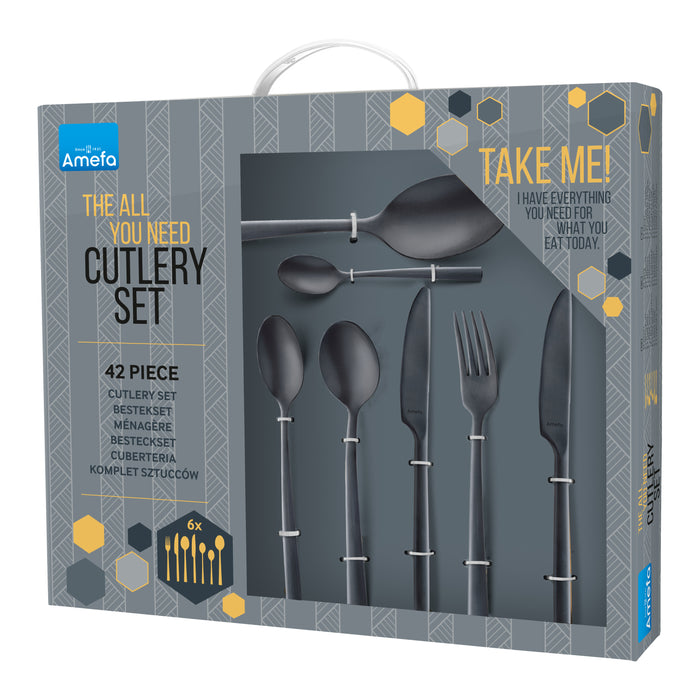 Amefa Manille All You Need Bestekset 42-delig - Satijn Zwart