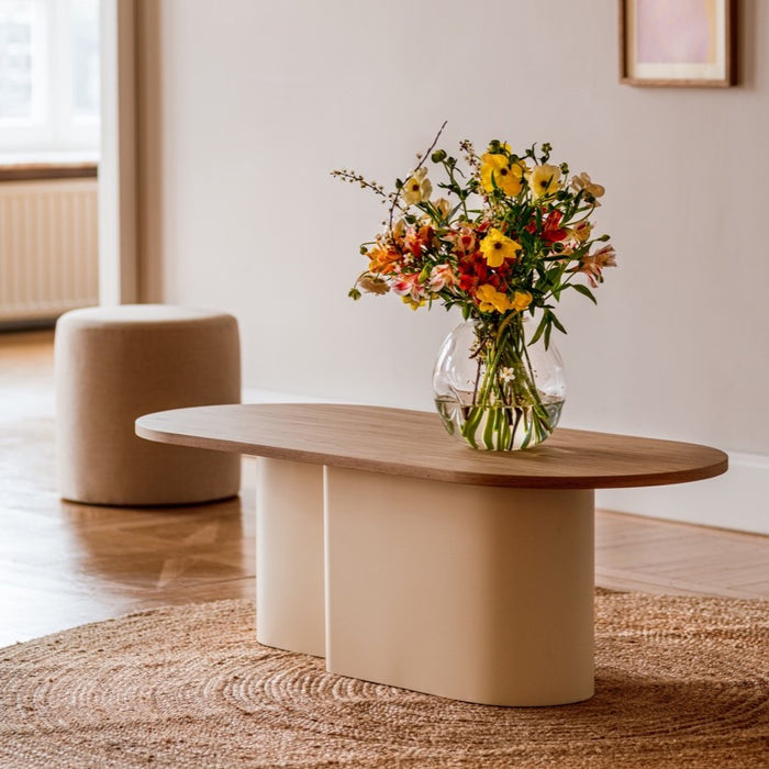 noo.ma Looi Salontafel - Piazza Beige / Oak Top