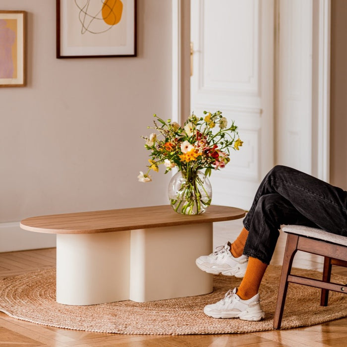 noo.ma Looi Salontafel - Piazza Beige / Oak Top