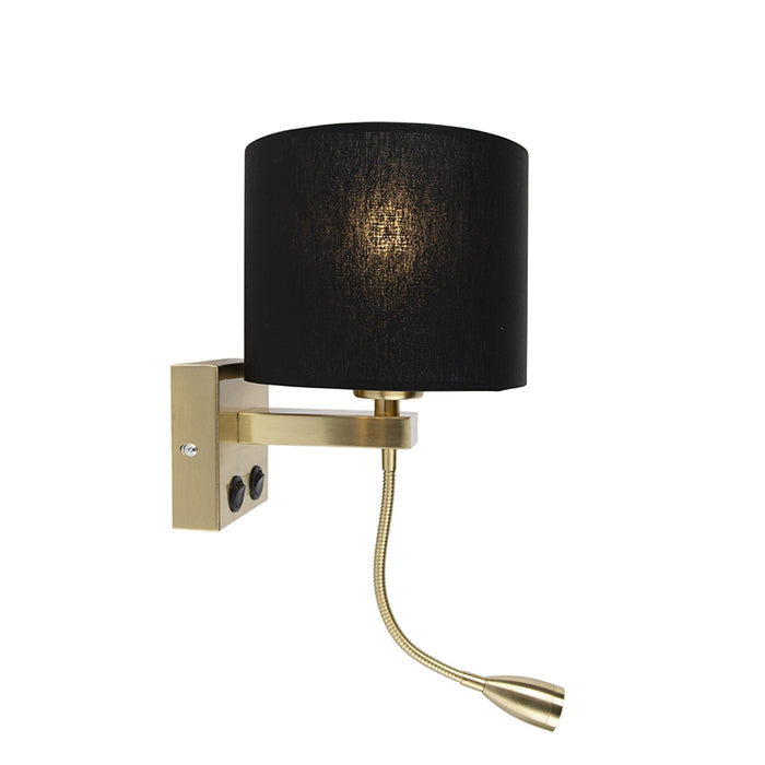 QAZQA Art deco wandlamp goud met zwarte kap - Brescia