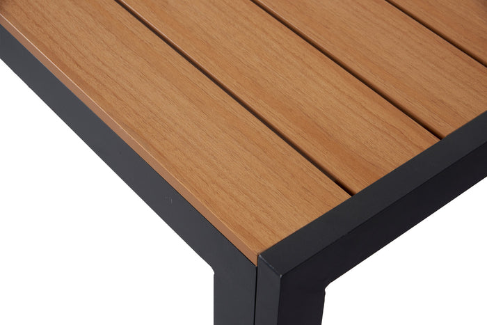Hioshop Noah tuintafel 205 x 90 cm zwart, teak beuk.
