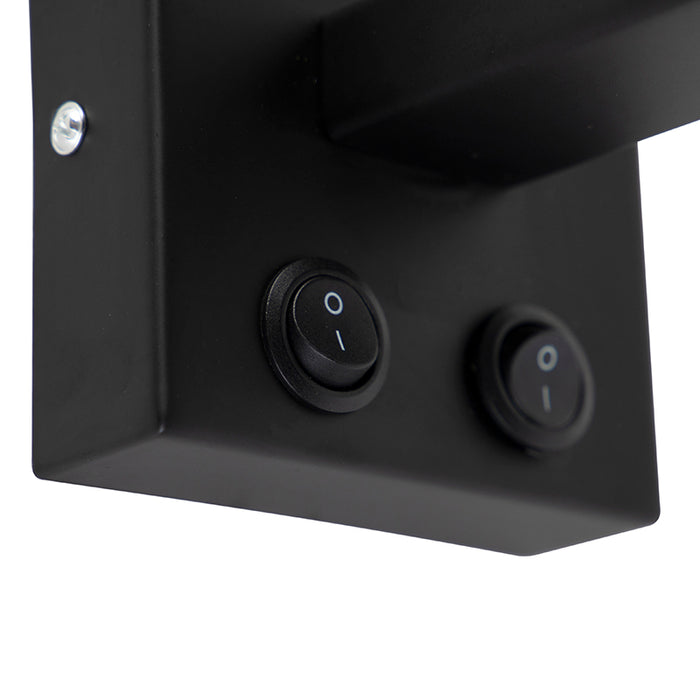 QAZQA Moderne wandlamp zwart met zwarte kap - Brescia