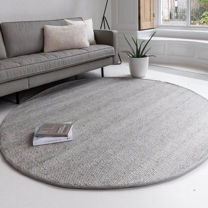 Interieur05 Rond Wollen Vloerkleed Lichtgrijs Vik - 240 x 240 cm