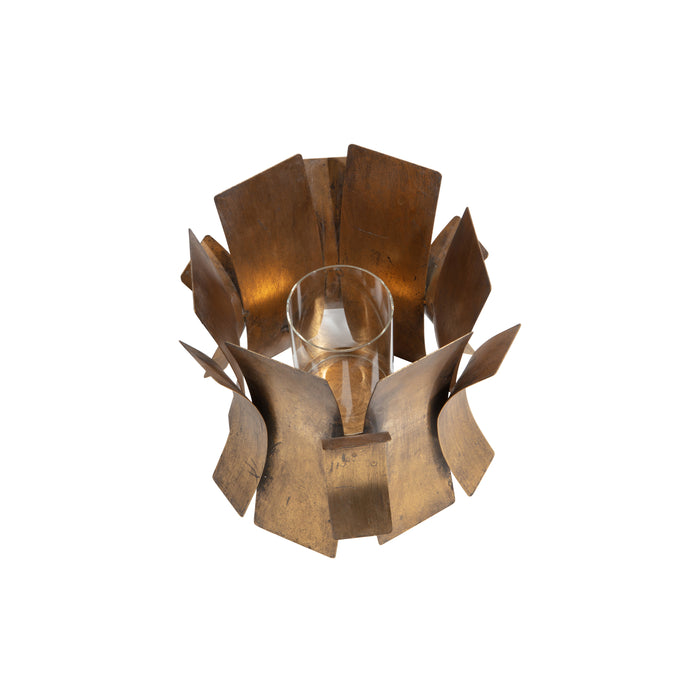 WOOOD Course Windlicht - Metaal - Antique Brass - 27x27x27