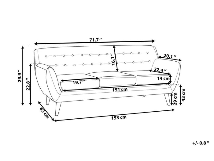 Beliani - MOTALA - Driezitsbank - Beige - Polyester