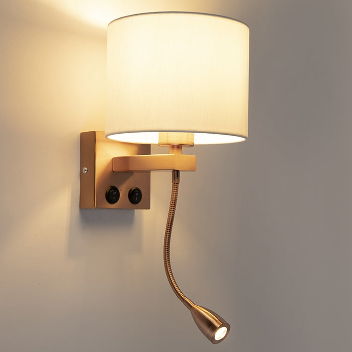 QAZQA Art deco wandlamp koper met witte kap - Brescia