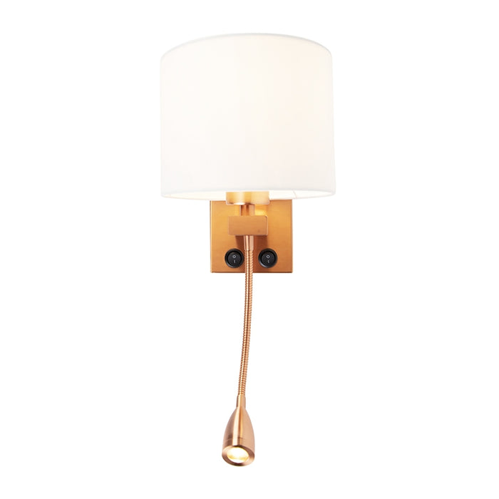 QAZQA Art deco wandlamp koper met witte kap - Brescia