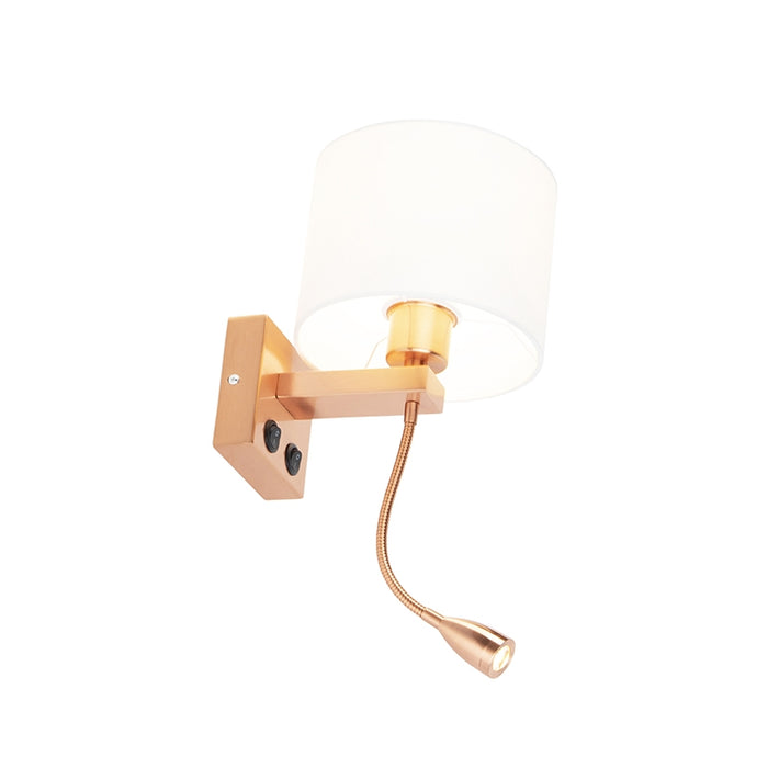 QAZQA Art deco wandlamp koper met witte kap - Brescia