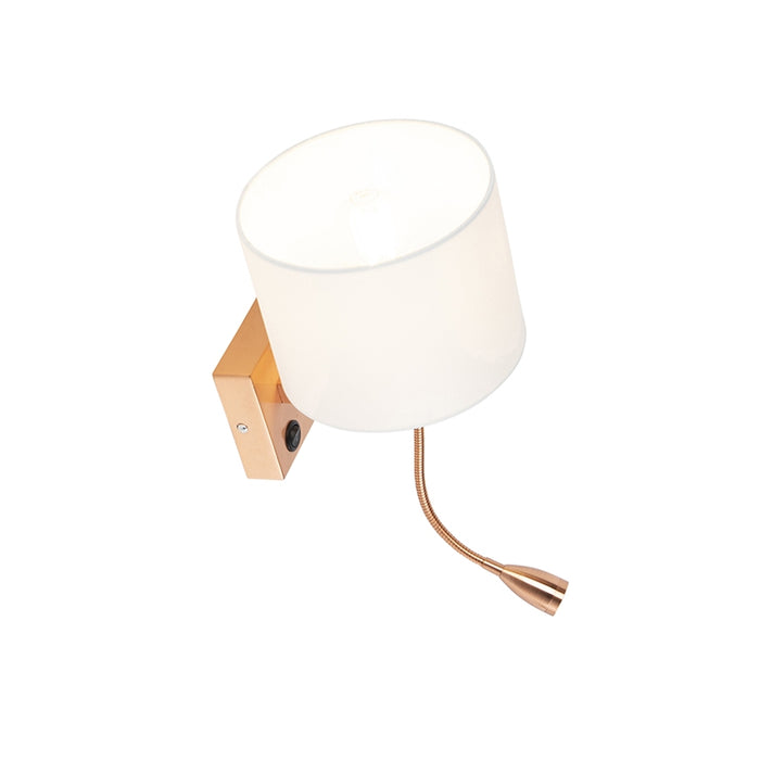 QAZQA Art deco wandlamp koper met witte kap - Brescia