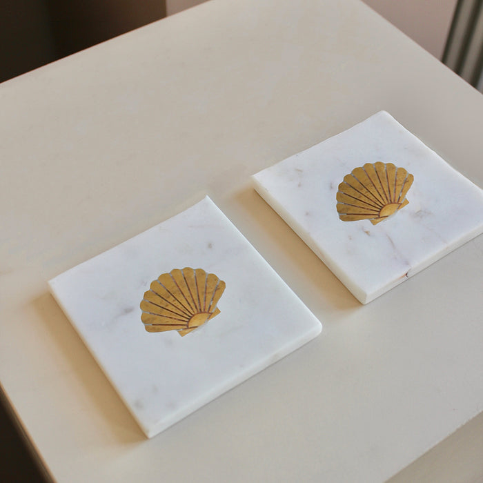 À la Marble Onderzetter Schelp - Set van 2