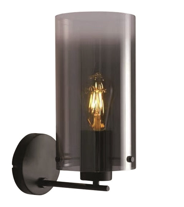 Freelight Wandlamp Ventotto Zwart & Smoke Glas 33cm
