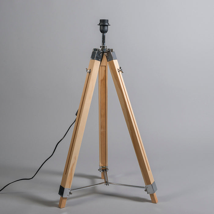 QAZQA Vloerlamp naturel met witte linnen kap 45 cm - Tripod