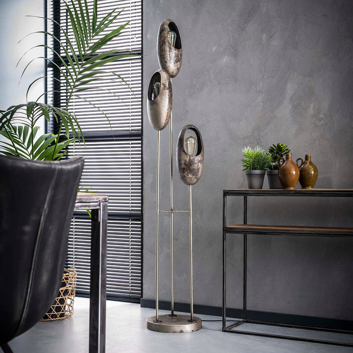 Vloerlamp Open Oog - 3 Lampen - Getrapt - Zilverkleurig