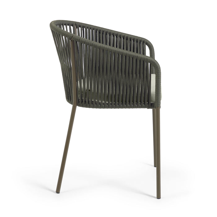 Kave Home - Yanet groene touwstoel met gegalvaniseerde stalen poten