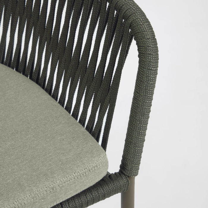 Kave Home - Yanet groene touwstoel met gegalvaniseerde stalen poten