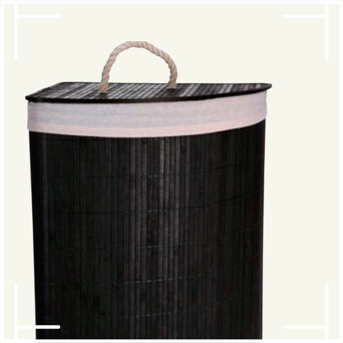 MARBEAUX Wasmand met Deksel Hoekvormig Zwart 35x35x60 cm Bamboe
