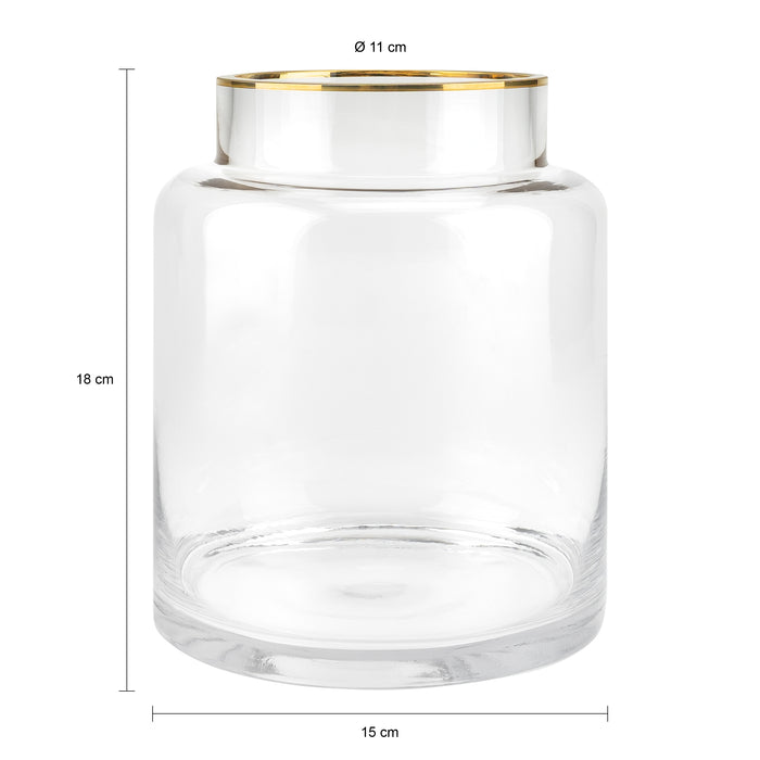 QUVIO Vaas met gouden randje - 18 cm - Glas