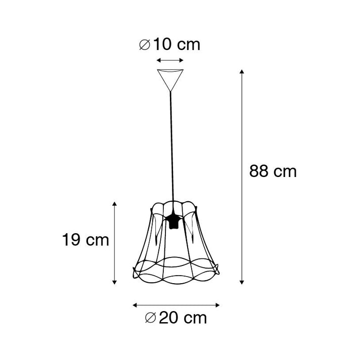 QAZQA Retro hanglamp zwart 20 cm - Granny Frame