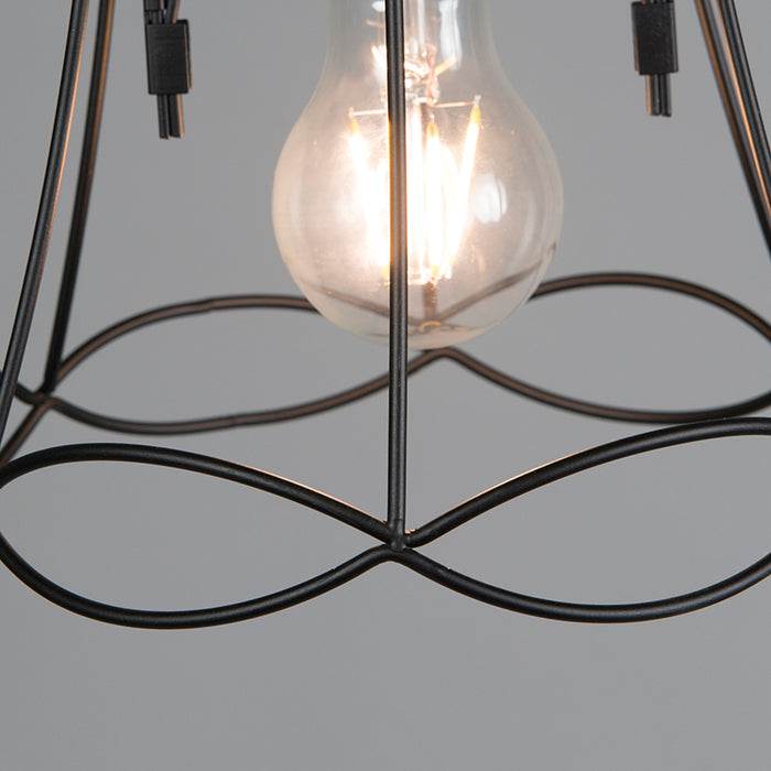 QAZQA Retro hanglamp zwart 20 cm - Granny Frame
