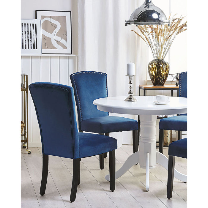 Beliani - PISECO - Eetkamerstoel - Blauw - Fluweel