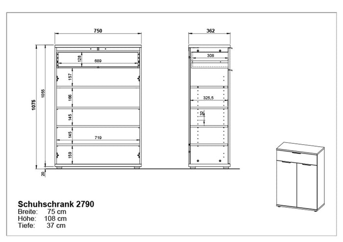 Germania Fremont Schoenenkast Eiken 75 cm