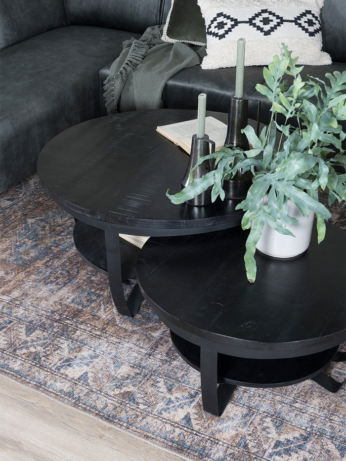 Salontafel Cilamon - 90 cm - Zwart blad - Zwart onderstel