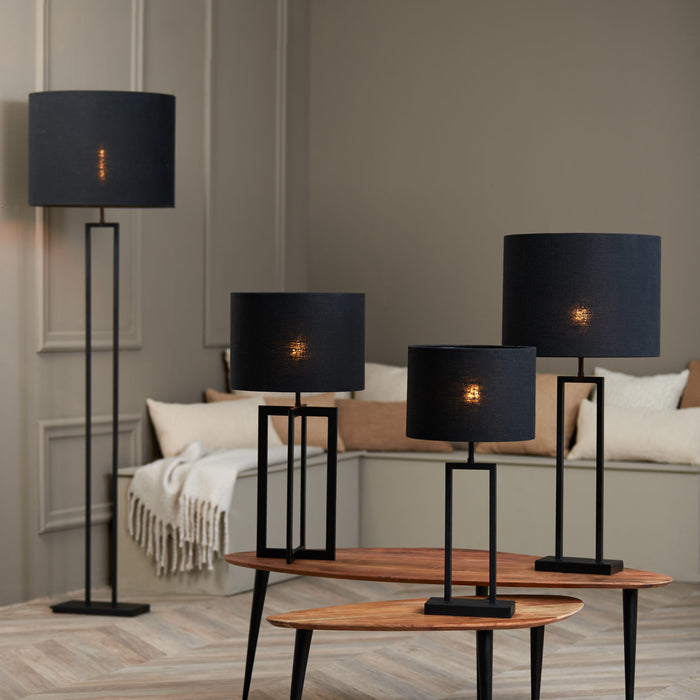 Light & Living Cilinder lampenkap Livigno - Zwart - Ø40x30cm