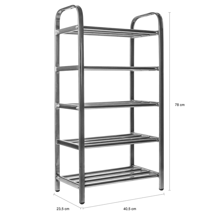 QUVIO Schoenenrek RVS met 5 planken