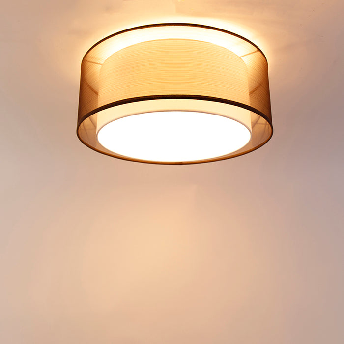 QAZQA Moderne plafonnière bruin met wit 50 cm 3-lichts - Drum Duo