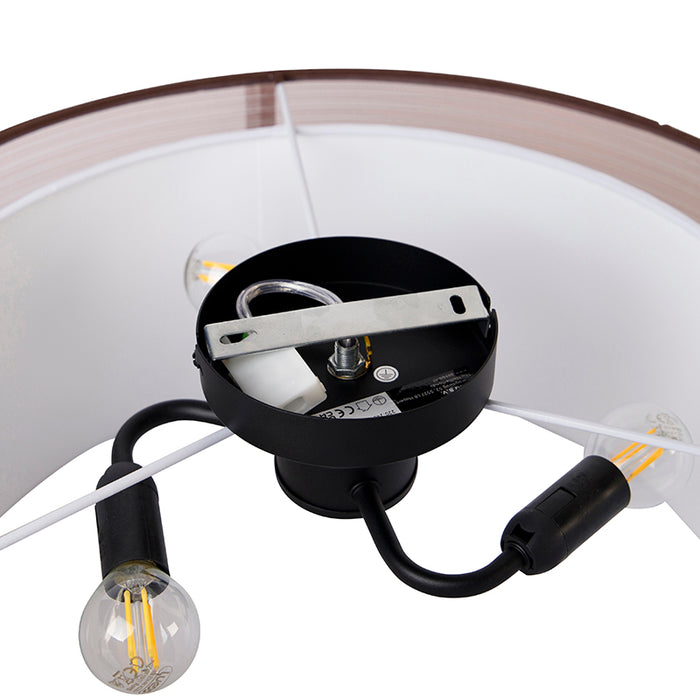 QAZQA Moderne plafonnière bruin met wit 50 cm 3-lichts - Drum Duo