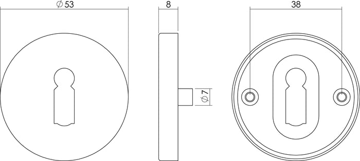 Intersteel Rozet sleutelgat rond nokken rvs geborsteld