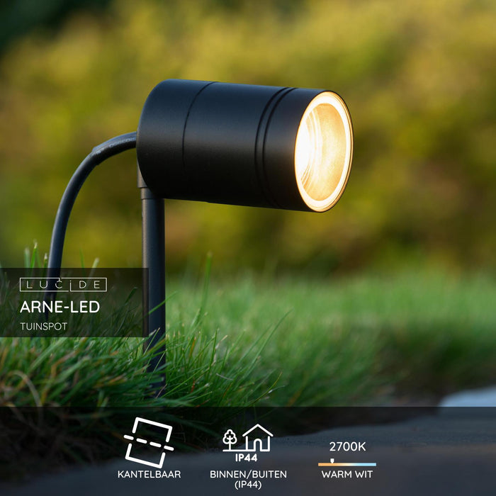 Lucide ARNE-LED Tuinspot - Zwart
