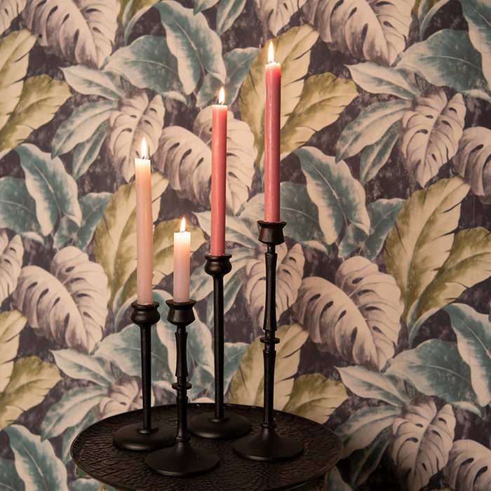 Clayre & Eef Kandelaar 23 cm Zwart Aluminium Kaarsenstandaard