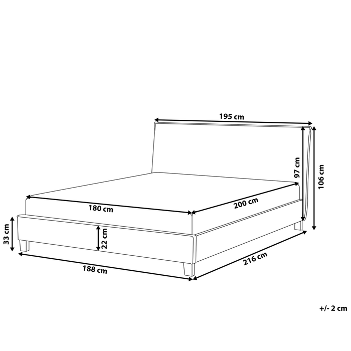 Beliani - SENNEZ - Tweepersoonsbed - Beige - 180 x 200 cm - Polyester