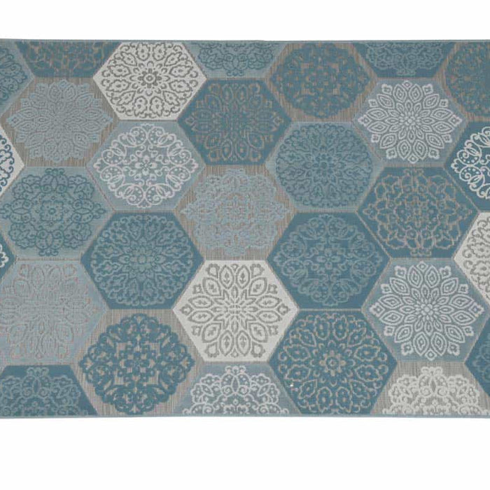 Garden Impressions Buitenkleed Hexagon turquoise 160x230 cm