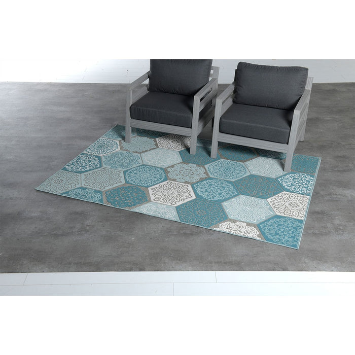 Garden Impressions Buitenkleed Hexagon turquoise 160x230 cm