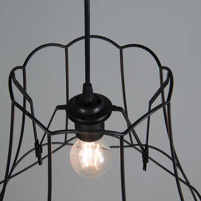 QAZQA Retro hanglamp zwart 35 cm - Granny Frame