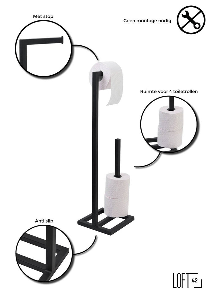 LOFT42 Jack Toiletrolhouder - Zwart - Metaal