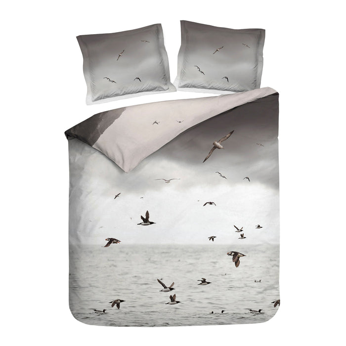 Heckett & Lane Laurien Dekbedovertrek 240 x 200TC/220 cm - Wit/Grijs