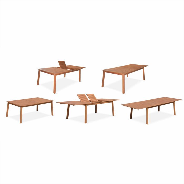 sweeek - Uitschuifbare houten tuintafel, 10 stoelen