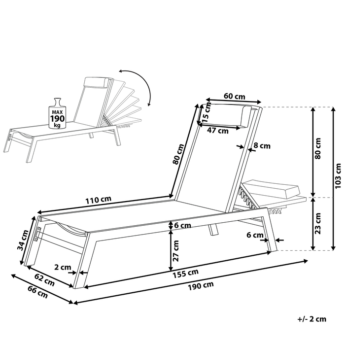 Beliani - CATANIA - Strandstoel - Grijs - Polyester
